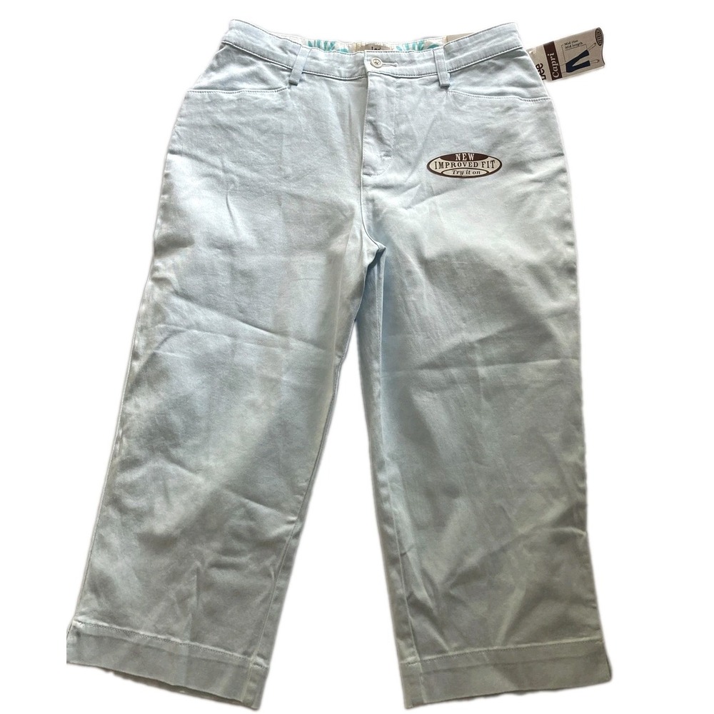 Lee Capri Pants Womens 10M Iced Blue Stretch Mid Rise Casual Twill Crop NWT